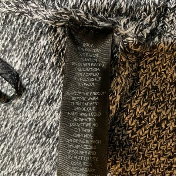 White House Black Market Black & White Silver Metallic Threads Bolero Jacket XS - Picture 5 of 6